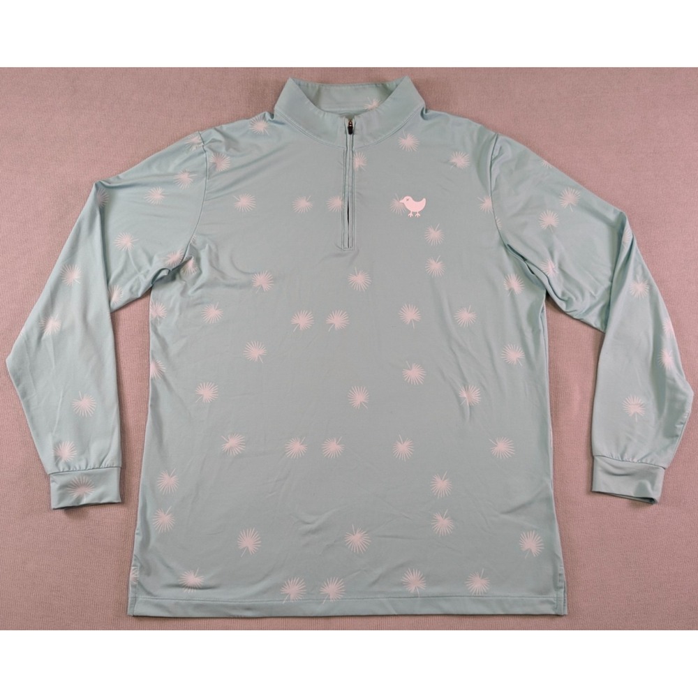 Bad Birdie Pullover Mens Large Teal Golf Performance Zip Stretch All Over Print
